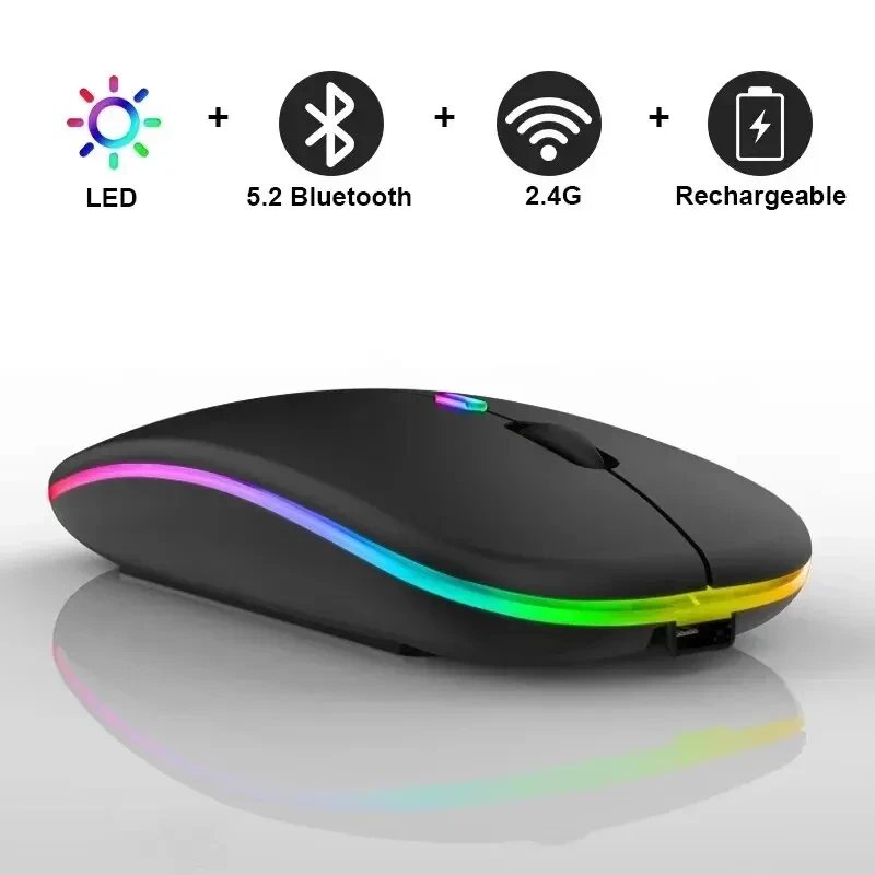 Wireless Mouse Rechargeable Silent LED Backlit Mice PC Laptop Computer Mous 2.4Ghz Receiver Bluetooth Dual Mode Optical Mice - Image 5
