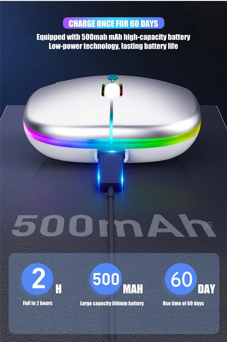 Wireless Mouse Rechargeable Silent LED Backlit Mice PC Laptop Computer Mous 2.4Ghz Receiver Bluetooth Dual Mode Optical Mice Wireless Mouse Rechargeable Silent LED Backlit Mice PC Laptop Computer Mous 2.4Ghz Receiver Bluetooth Dual Mode Optical Mice