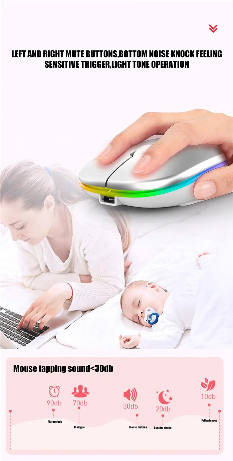 Wireless Mouse Rechargeable Silent LED Backlit Mice PC Laptop Computer Mous 2.4Ghz Receiver Bluetooth Dual Mode Optical Mice Wireless Mouse Rechargeable Silent LED Backlit Mice PC Laptop Computer Mous 2.4Ghz Receiver Bluetooth Dual Mode Optical Mice