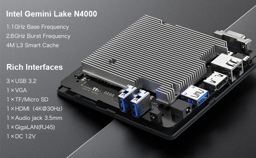MLLSE Mini PC M2 Air Intel Gemini Lake N4000 Intel J3710 Windows 11 6GB RAM 128GB ROM Dual-Band WiFi Bluetooth USB Mini Computer