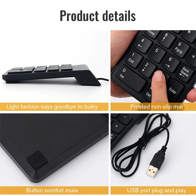 Universal USB Wired Keyboard Mini 18 Keys Digital Number Keypad for Laptop Desktop PC Computer Numpad - Image 5