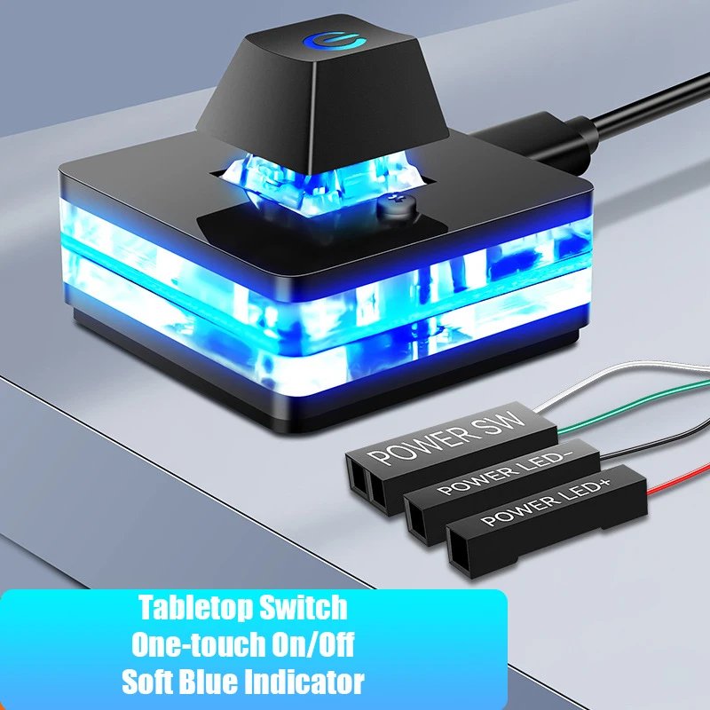 1.8M Desktop Computer Power Switch with LED Lights PC Motherboard External Start Power On/Off Button Extension Cable For Home Of - Image 4