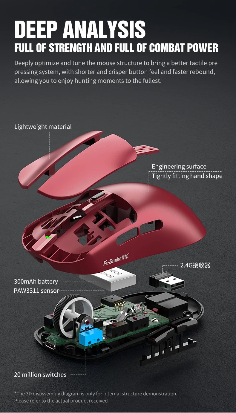 k-sanke x11 Bluetooth wireless mouse game three-mode e-sports laptop PAW311 desktop computer lightweight magnetic charging