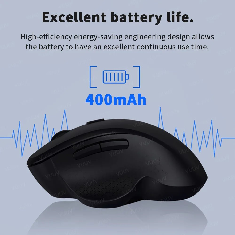 Ergonomic Rechargeable Wireless Bluetooth Mouse for PC Computer Laptop Macbook 1600DPI Dual Mode Mouse for IOS Android Tablet - Image 5