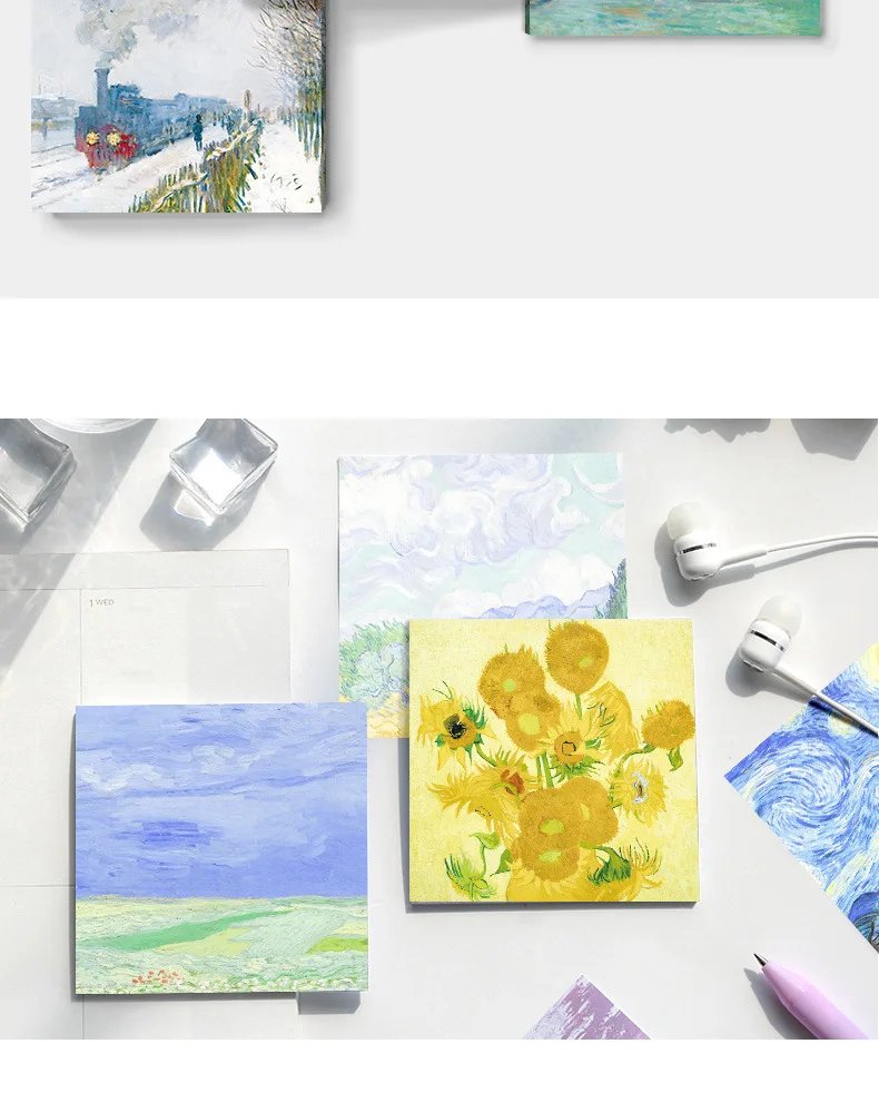 Painting Memo Pad Monet Van Gogh No-sticky Note Decal Scrapbooking DIY Notepad Diary Stationery School Supplies Painting Memo Pad Monet Van Gogh No-sticky Note Decal Scrapbooking DIY Notepad Diary Stationery School Supplies