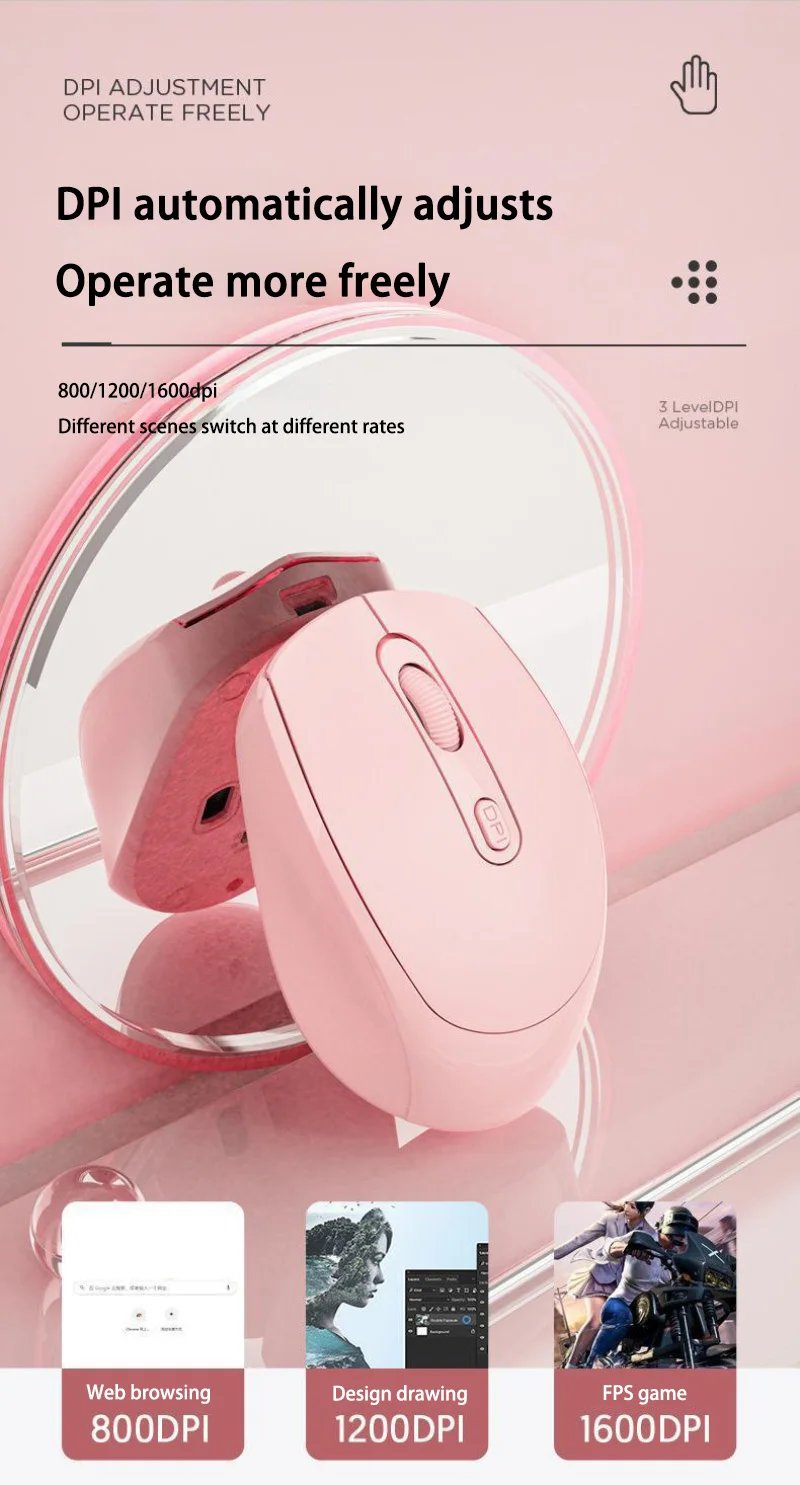XIAOMI Wireless Mouse Silent Bluetooth-compatible 2.4G Dual Mode Rechargeable 1600 DPI For MacBook Laptop PC Game Office Girl