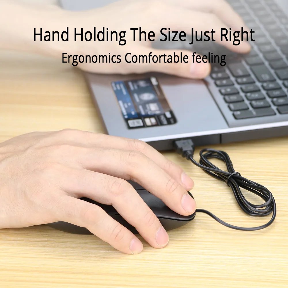 USB Wired Mouse Ultra thin 3 Buttons 1200DPI Optical 3D Roller Computer Mouse USB Gaming Mouse For PC Computer Gaming - Image 2
