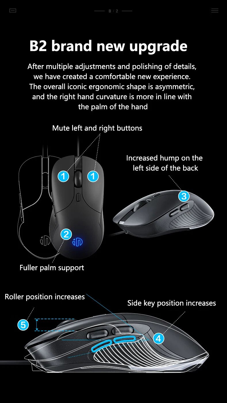 INPHIC B2 USB Wired Mouse Silent Office Gaming Mouse for PC and Laptops INPHIC B2 USB Wired Mouse Silent Office Gaming Mouse for PC and Laptops