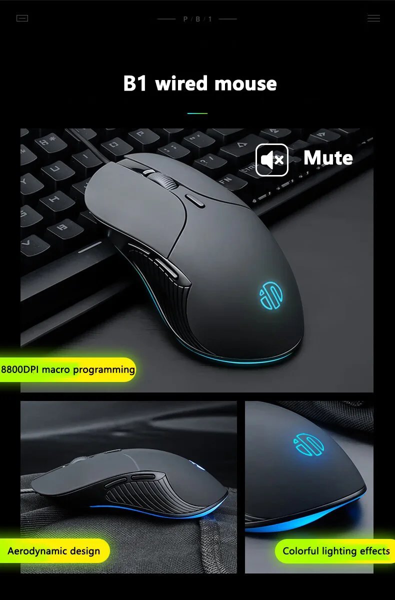 INPHIC B2 USB Wired Mouse Silent Office Gaming Mouse for PC and Laptops INPHIC B2 USB Wired Mouse Silent Office Gaming Mouse for PC and Laptops