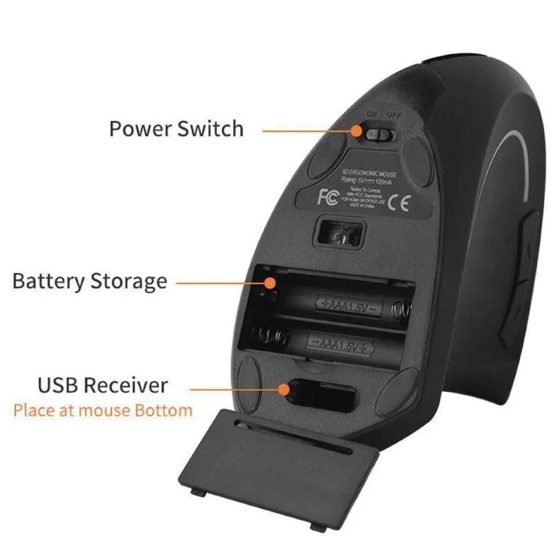 Wireless Mouse Vertical Gaming Mouse USB Computer Mice Ergonomic Desktop Upright Mouse 1600 DPI for PC Laptop Office Home Wireless Mouse Vertical Gaming Mouse USB Computer Mice Ergonomic Desktop Upright Mouse 1600 DPI for PC Laptop Office Home