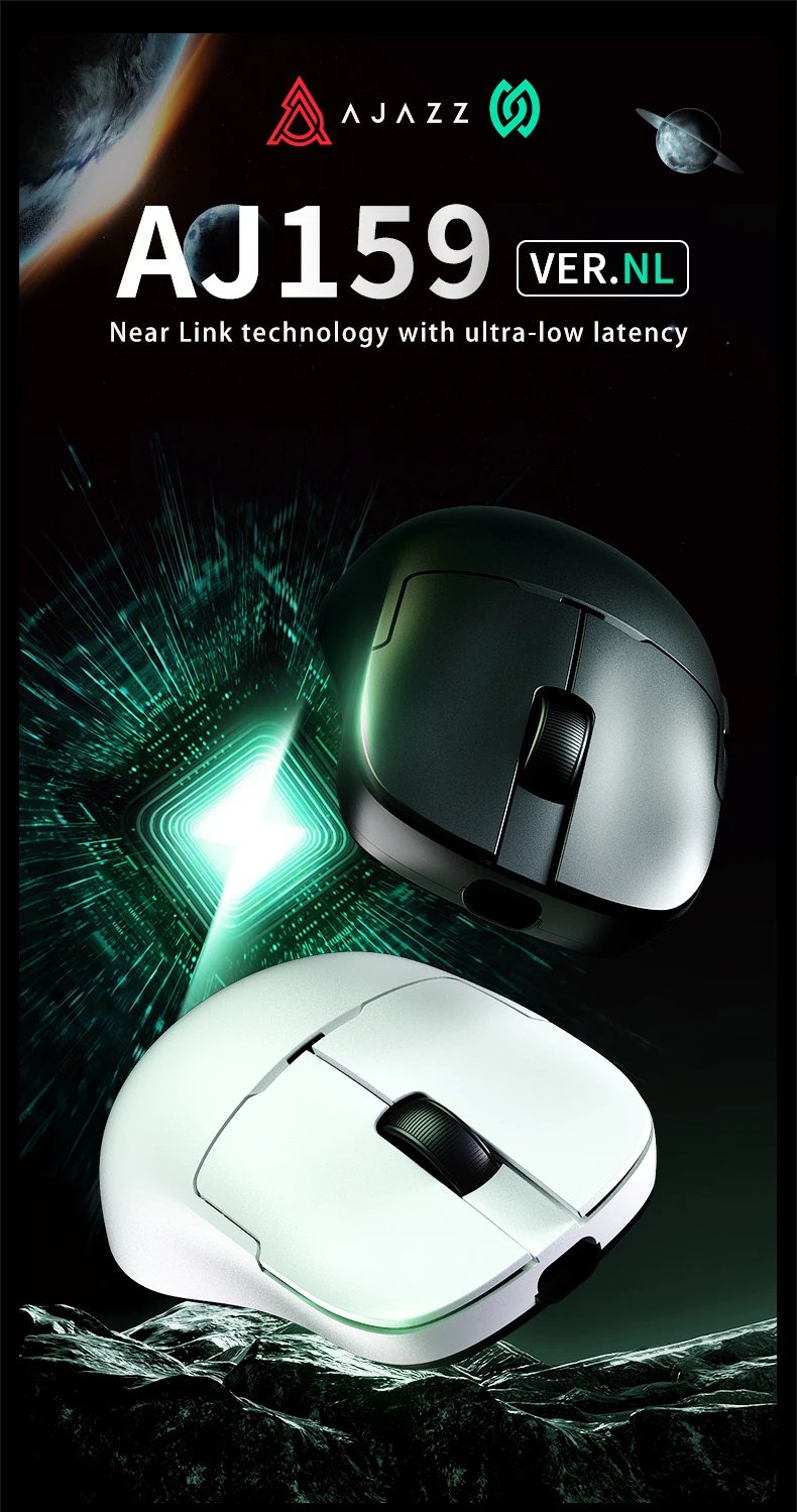 AJAZZ AJ159 NL Wireless Mouse 800mAh Compatible with Games and Office PAW3395 1K Nearlink BT Wireless Mouse Laptop GiftAJAZZ AJ1
