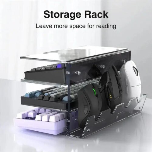 Multifunctional Desktop Acrylic Tablet Holder for Computer Keyboard and Mouse Storage Suitable for Ipad Macbook Laptop Computers