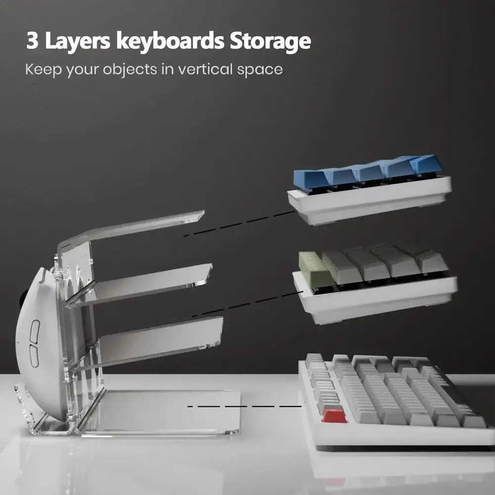 Multifunctional Desktop Acrylic Tablet Holder for Computer Keyboard and Mouse Storage Suitable for Ipad Macbook Laptop Computers