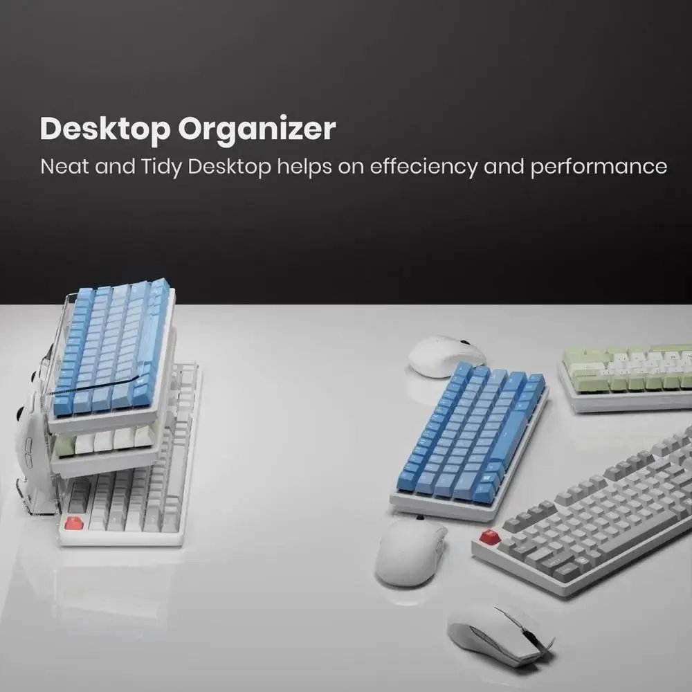 Multifunctional Desktop Acrylic Tablet Holder for Computer Keyboard and Mouse Storage Suitable for Ipad Macbook Laptop Computers