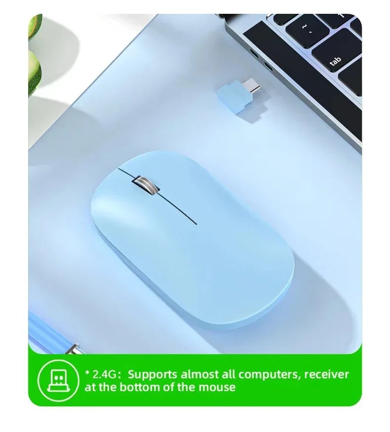 Wireless Mouse Type-C Rechargeable Bluetooth 2.4G Mouse Silent Click Portable Office Laptop Universal Office Game No-Noise