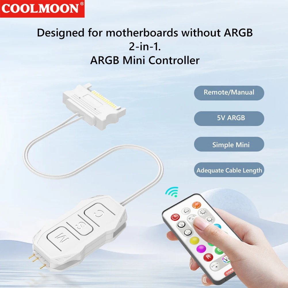 ARGB Controller 5V 3pin To SATA Power Supply Mini RGB Controller 3PIN Hub For Computer Cpu Case Cool Fan LED Light Radiator - Image 3