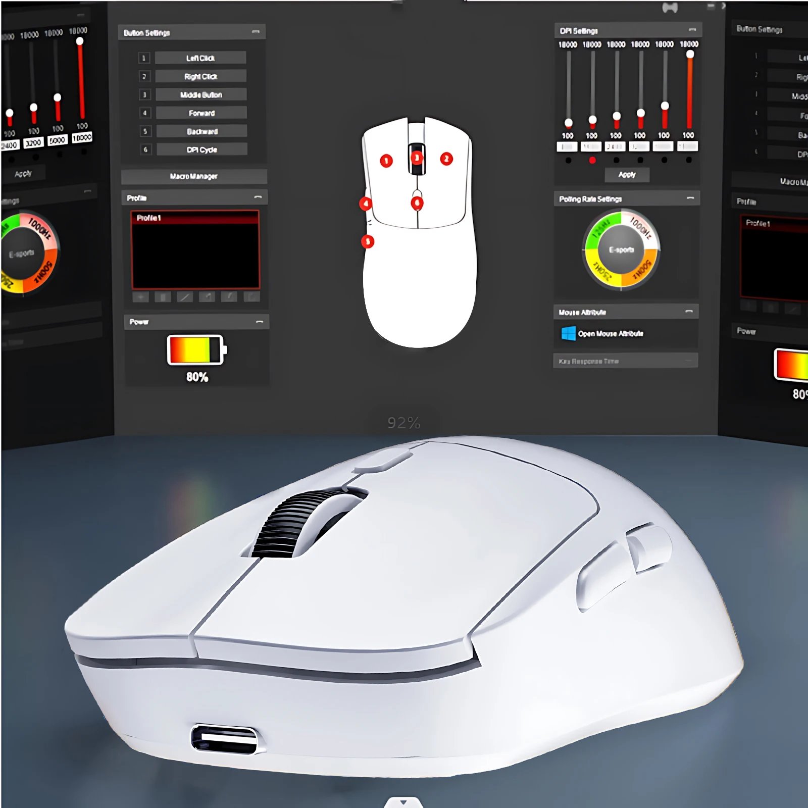 M348 Superlight Mouse Bluetooth 2.4G Wireless Gaming Mouse Flagship Chip Gaming Sensor 6 Adjustable DPI for Office Game - Image 6