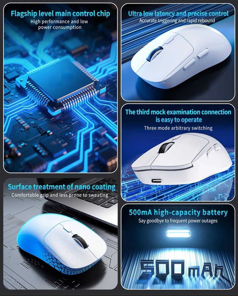 M348 Superlight Mouse Bluetooth 2.4G Wireless Gaming Mouse Flagship Chip Gaming Sensor 6 Adjustable DPI for Office Game M348 Superlight Mouse Bluetooth 2.4G Wireless Gaming Mouse Flagship Chip Gaming Sensor 6 Adjustable DPI for Office Game