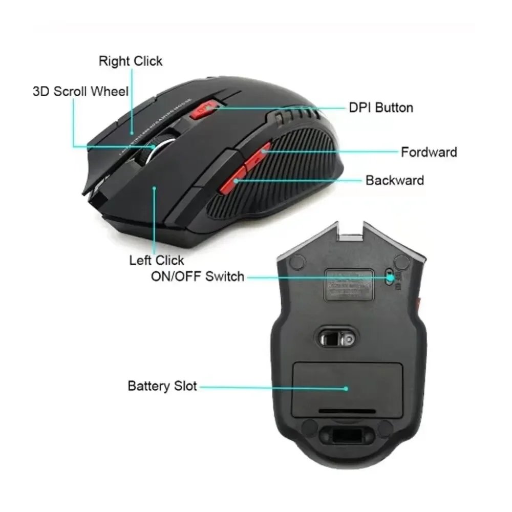 2.4GHz Wireless Mouse Optical Mice with USB Receiver Gamer 1600DPI 6 Buttons Mouse For Computer PC Laptop Accessories 2.4GHz Wireless Mouse Optical Mice with USB Receiver Gamer 1600DPI 6 Buttons Mouse For Computer PC Laptop Accessories
