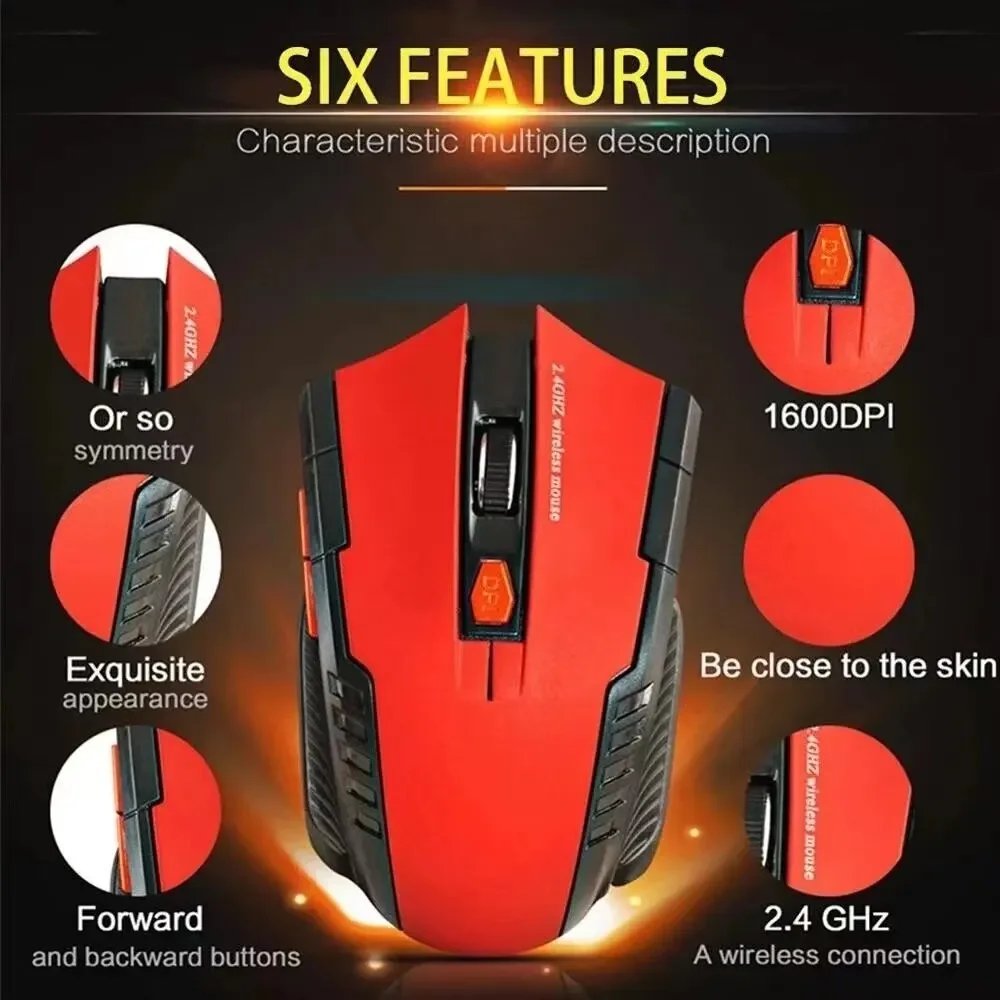 2.4GHz Wireless Mouse Optical Mice with USB Receiver Gamer 1600DPI 6 Buttons Mouse For Computer PC Laptop Accessories 2.4GHz Wireless Mouse Optical Mice with USB Receiver Gamer 1600DPI 6 Buttons Mouse For Computer PC Laptop Accessories
