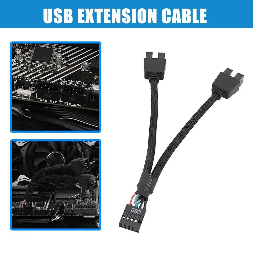 12cm Computer Motherboard USB Extension Cable 9 Pin 1 Female To 2 Male Y Splitter Audio HD Extension Cable For PC 12cm Computer Motherboard USB Extension Cable 9 Pin 1 Female To 2 Male Y Splitter Audio HD Extension Cable For PC