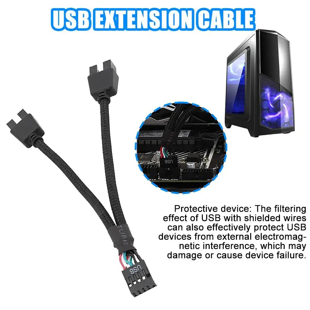 12cm Computer Motherboard USB Extension Cable 9 Pin 1 Female To 2 Male Y Splitter Audio HD Extension Cable For PC 12cm Computer Motherboard USB Extension Cable 9 Pin 1 Female To 2 Male Y Splitter Audio HD Extension Cable For PC