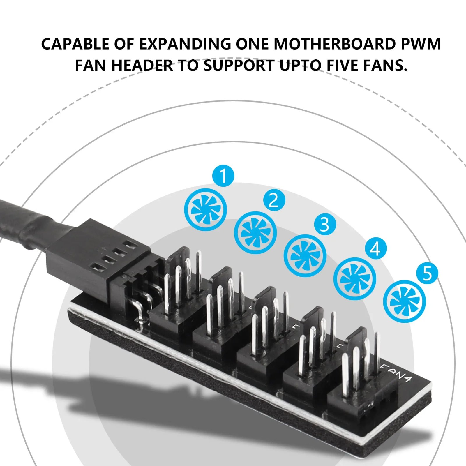 1 to 5 Way PWM Fan Hub PC CPU Cooling 4 PIN/3PIN Fan Power Cable Hub Splitter Adapter Desktop Computer Cooler Case Fans 1 to 5 Way PWM Fan Hub PC CPU Cooling 4 PIN/3PIN Fan Power Cable Hub Splitter Adapter Desktop Computer Cooler Case Fans