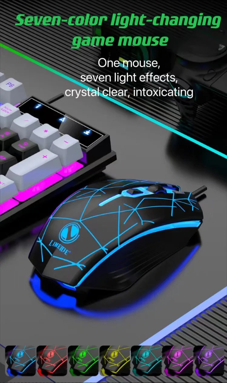 Wired Keyboard And Mouse Set Usb Luminous Mechanical Keyboard And Mouse Set For PC Laptop Computer Game Office Wired Keyboard And Mouse Set Usb Luminous Mechanical Keyboard And Mouse Set For PC Laptop Computer Game Office