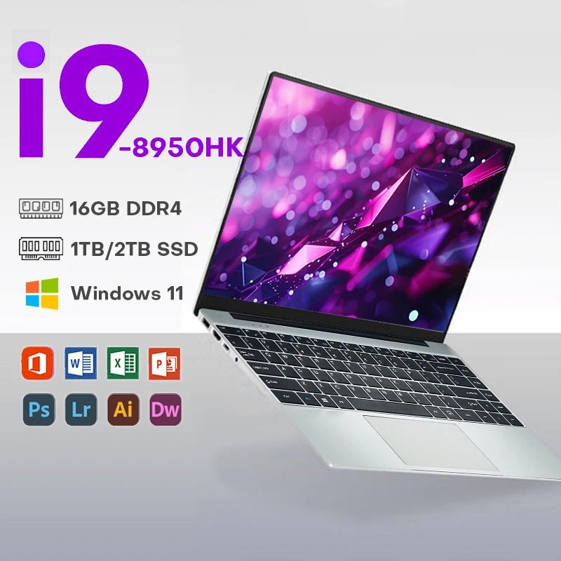 Windows 11 Pro core i9 8950hk Portable laptops 16G DDR4 1TB SSD Office Study laptop 1920*1080 Notebook computer Office laptop