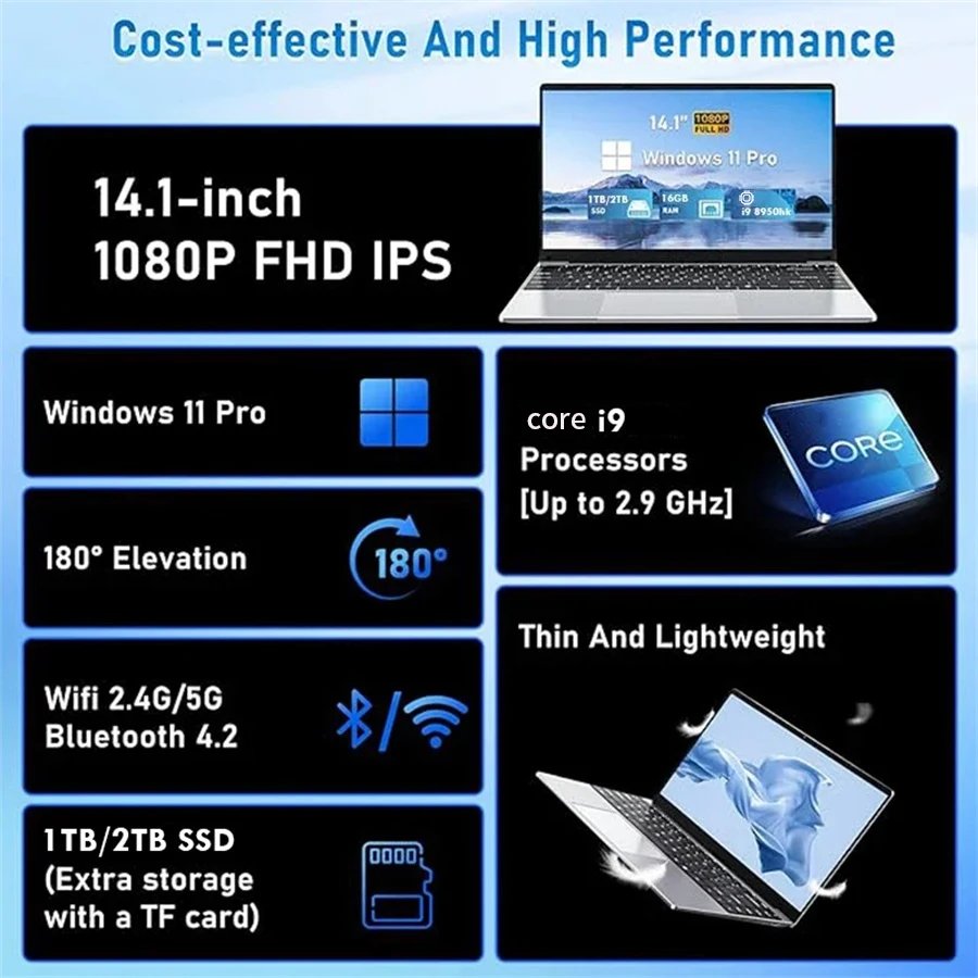 Windows 11 Pro core i9 8950hk Portable laptops 16G DDR4 1TB SSD Office Study laptop 1920*1080 Notebook computer Office laptop - Image 3