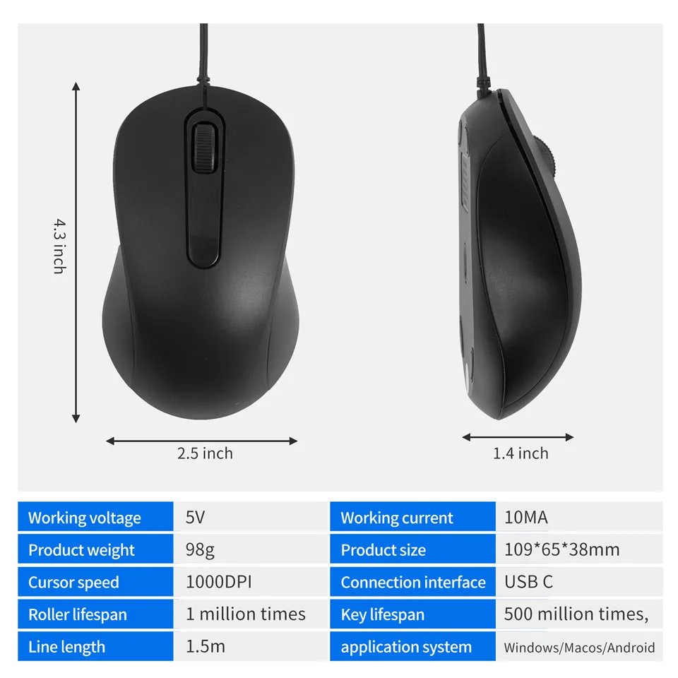 HKXA 3D Type C Wired Mouse Gaming Mouse Silent Ergonomics Optical Mouse 1000 DPI Computer Mouse Gamer for PC/Laptop/Desktop HKXA 3D Type C Wired Mouse Gaming Mouse Silent Ergonomics Optical Mouse 1000 DPI Computer Mouse Gamer for PC/Laptop/Desktop