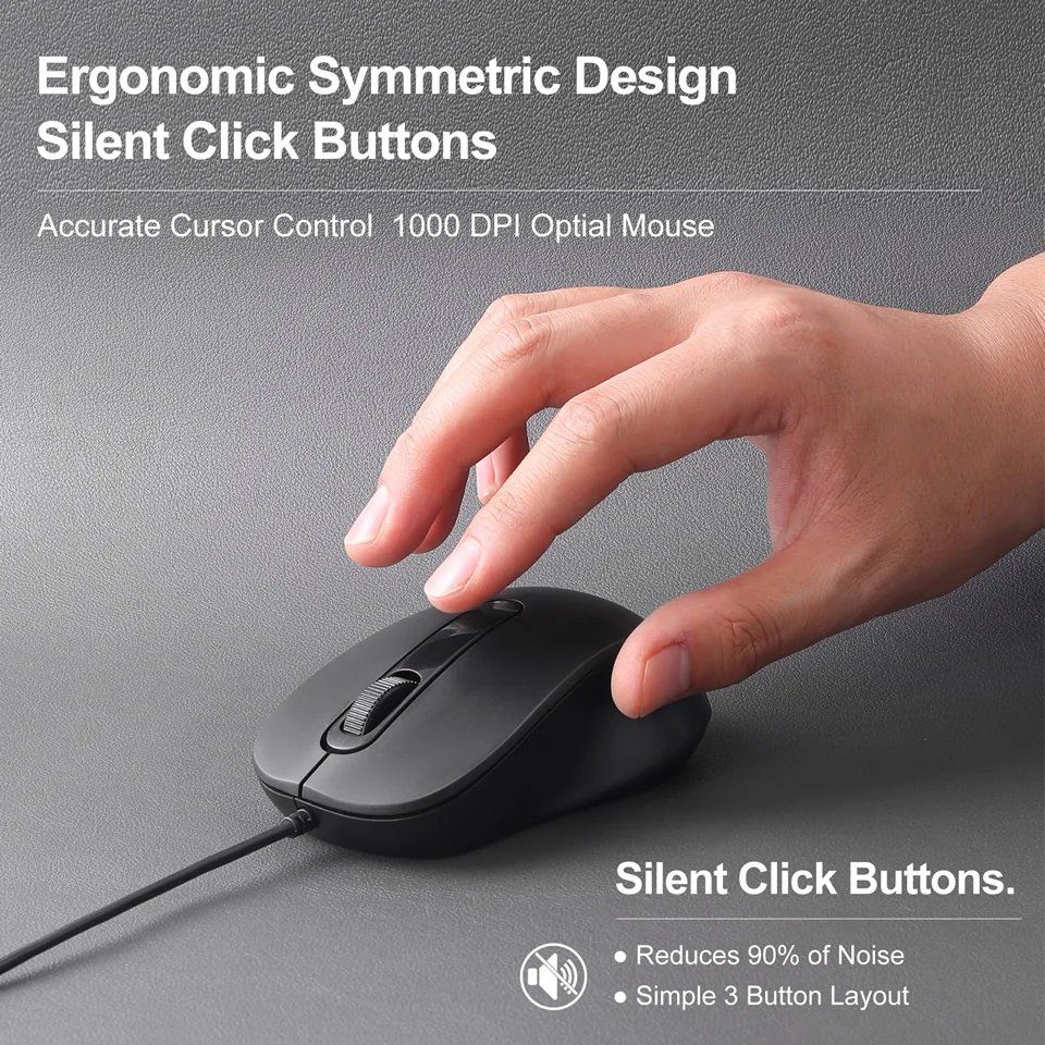 HKXA 3D Type C Wired Mouse Gaming Mouse Silent Ergonomics Optical Mouse 1000 DPI Computer Mouse Gamer for PC/Laptop/Desktop - Image 5