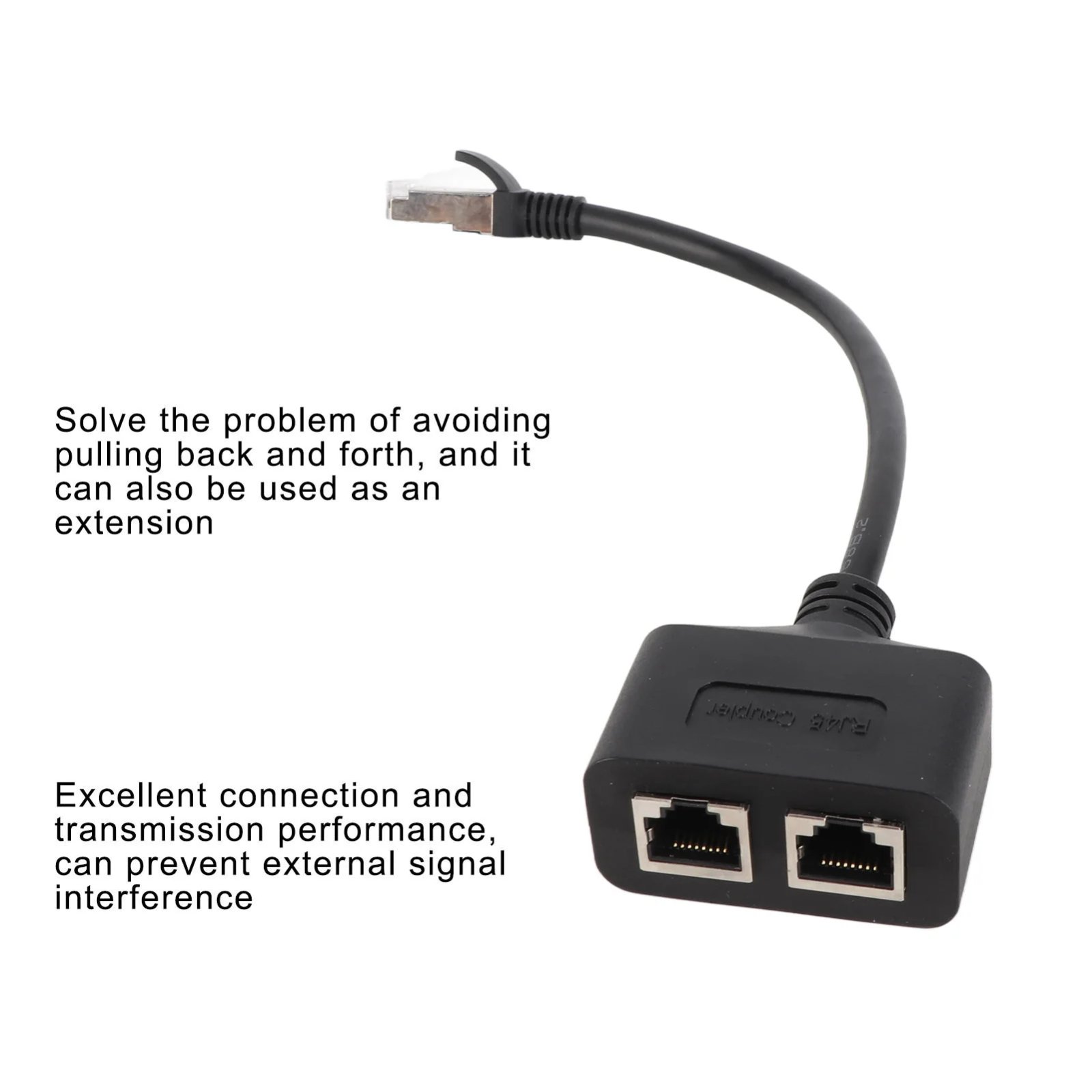 Universal RJ45 Ethernet Adapter Cable Extension 1 to 2 Port Excellent Connection Transmission Splitter Adapter for Home Office Universal RJ45 Ethernet Adapter Cable Extension 1 to 2 Port Excellent Connection Transmission Splitter Adapter for Home Office