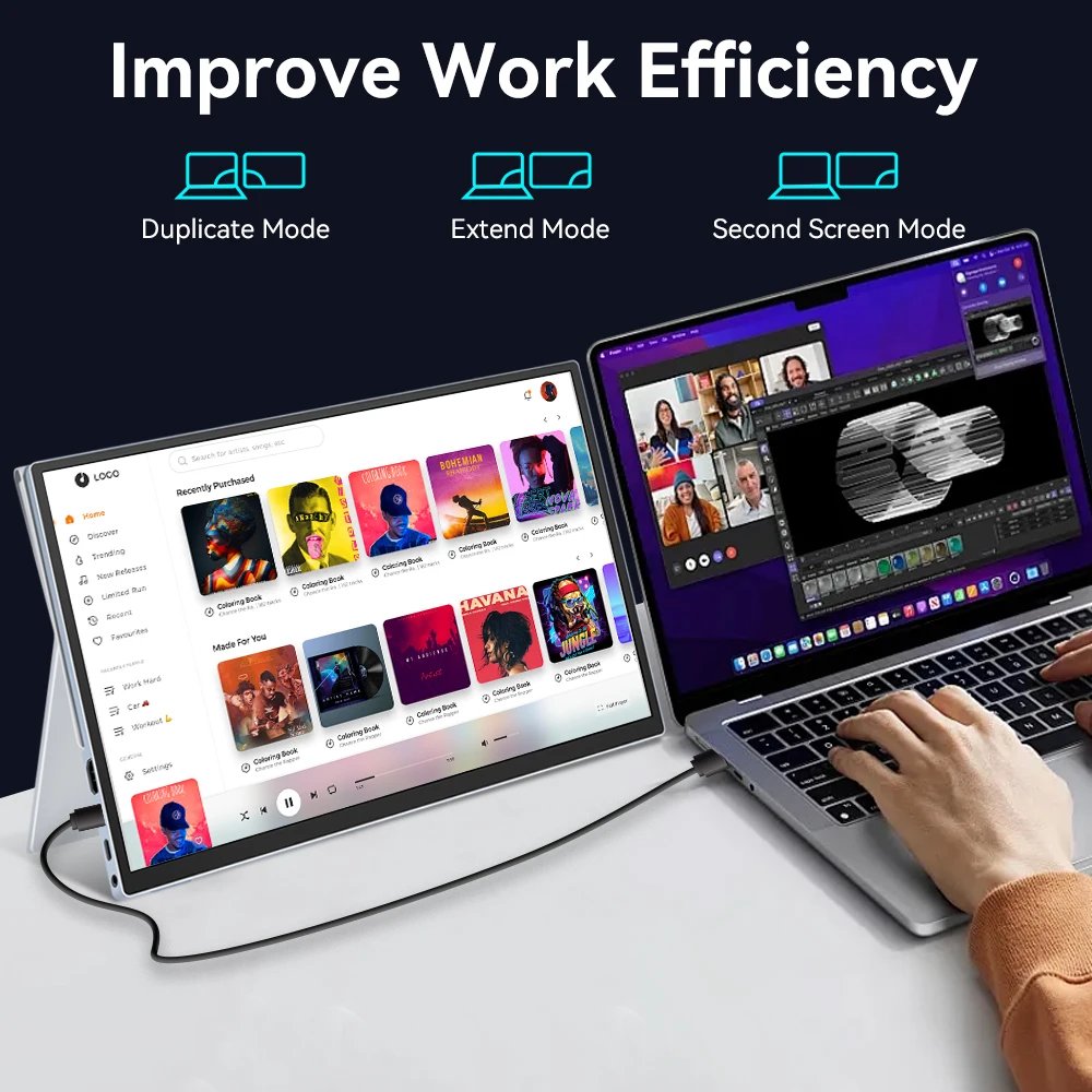 Portable Monitor Touchscreen 14 Inch 1920X1200P Ultra-Slim HDR FHD IPS Travel Display with case and Speakers - Image 5