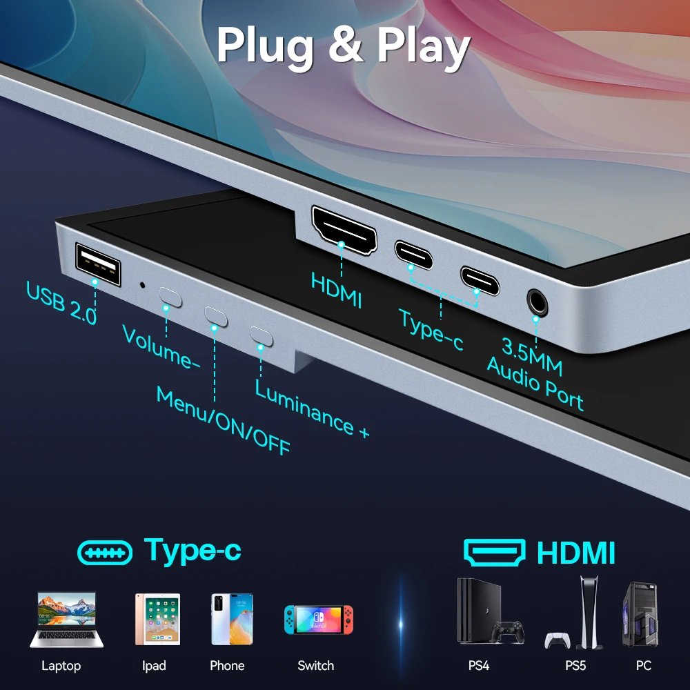 Portable Monitor Touchscreen 14 Inch 1920X1200P Ultra-Slim HDR FHD IPS Travel Display with case and Speakers Portable Monitor Touchscreen 14 Inch 1920X1200P Ultra-Slim HDR FHD IPS Travel Display with case and Speakers