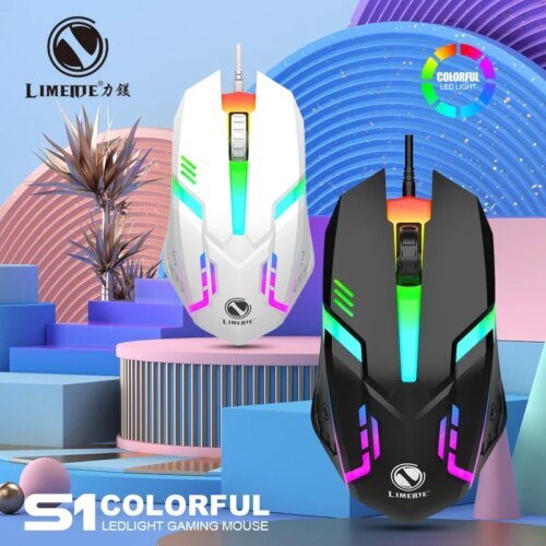 Limei S1 E Sports LED Luminous Backlit Wired Mouse USB Wired For Desktop Laptop Mute Office Computer Gaming Mouse