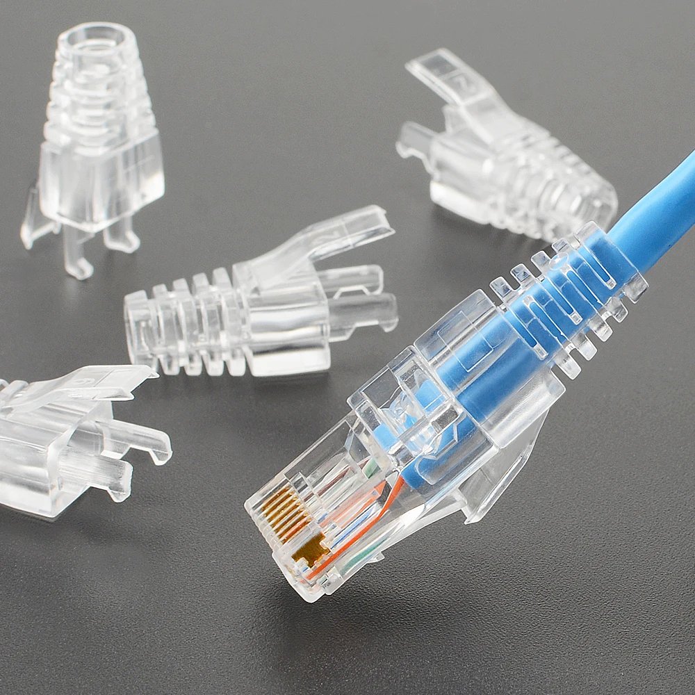 RJ45 Cat6 Pass Through Connectors and Strain Relief Boots, easy to Crimp Modular Plug for Solid or Stranded Network Cable - Image 6