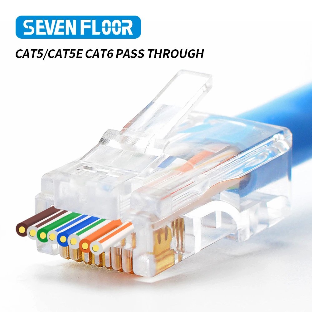 RJ45 Cat6 Pass Through Connectors and Strain Relief Boots, easy to Crimp Modular Plug for Solid or Stranded Network Cable - Image 2