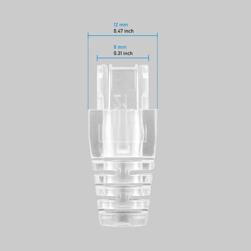 RJ45 Cat6 Pass Through Connectors and Strain Relief Boots, easy to Crimp Modular Plug for Solid or Stranded Network Cable RJ45 Cat6 Pass Through Connectors and Strain Relief Boots, easy to Crimp Modular Plug for Solid or Stranded Network Cable