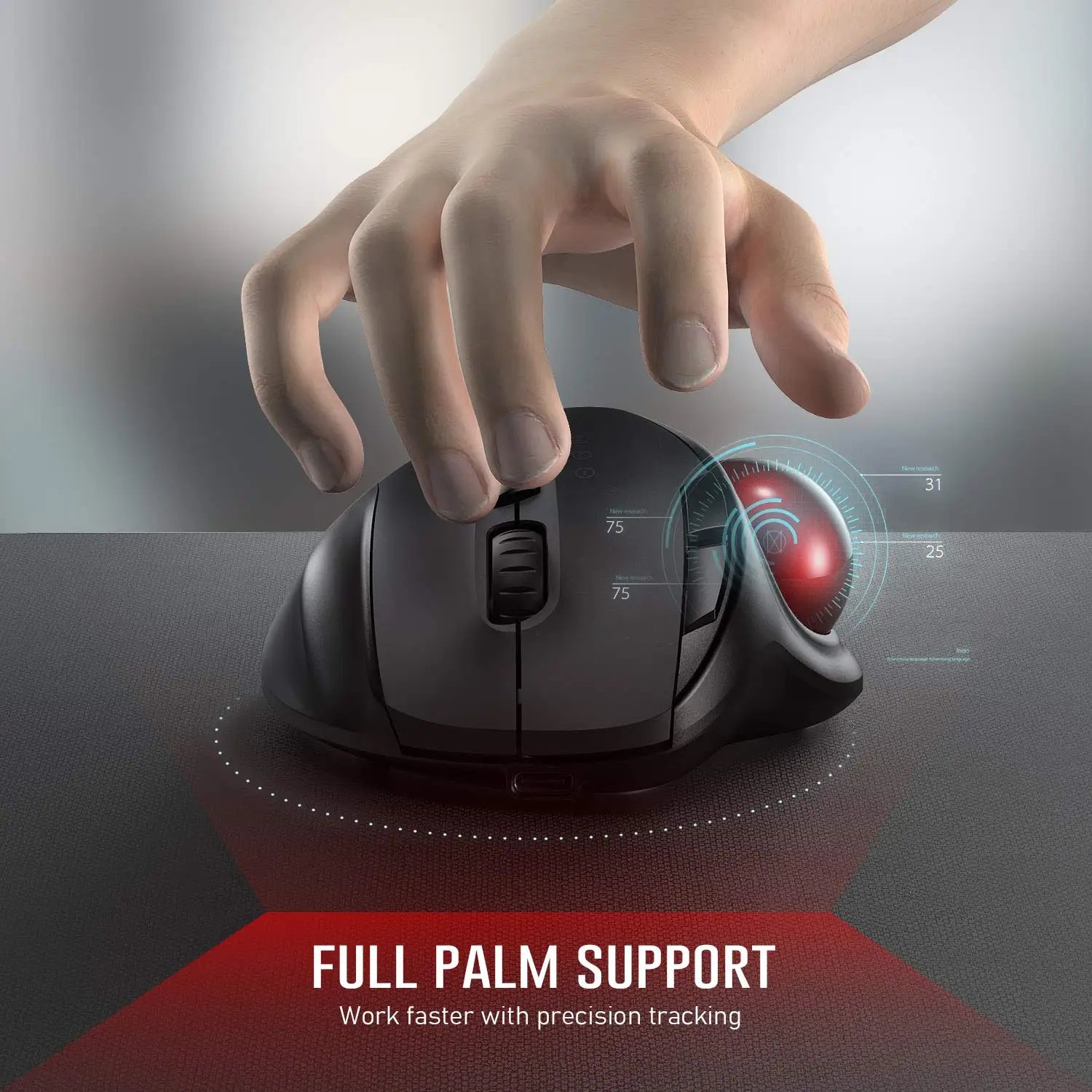 Trackball Wireless Mouse Rechargeable Bluetooth 2.4G USB Mouse Ergonomic Mice for Computer Android Windows 3 Adjustable DPI - Image 2