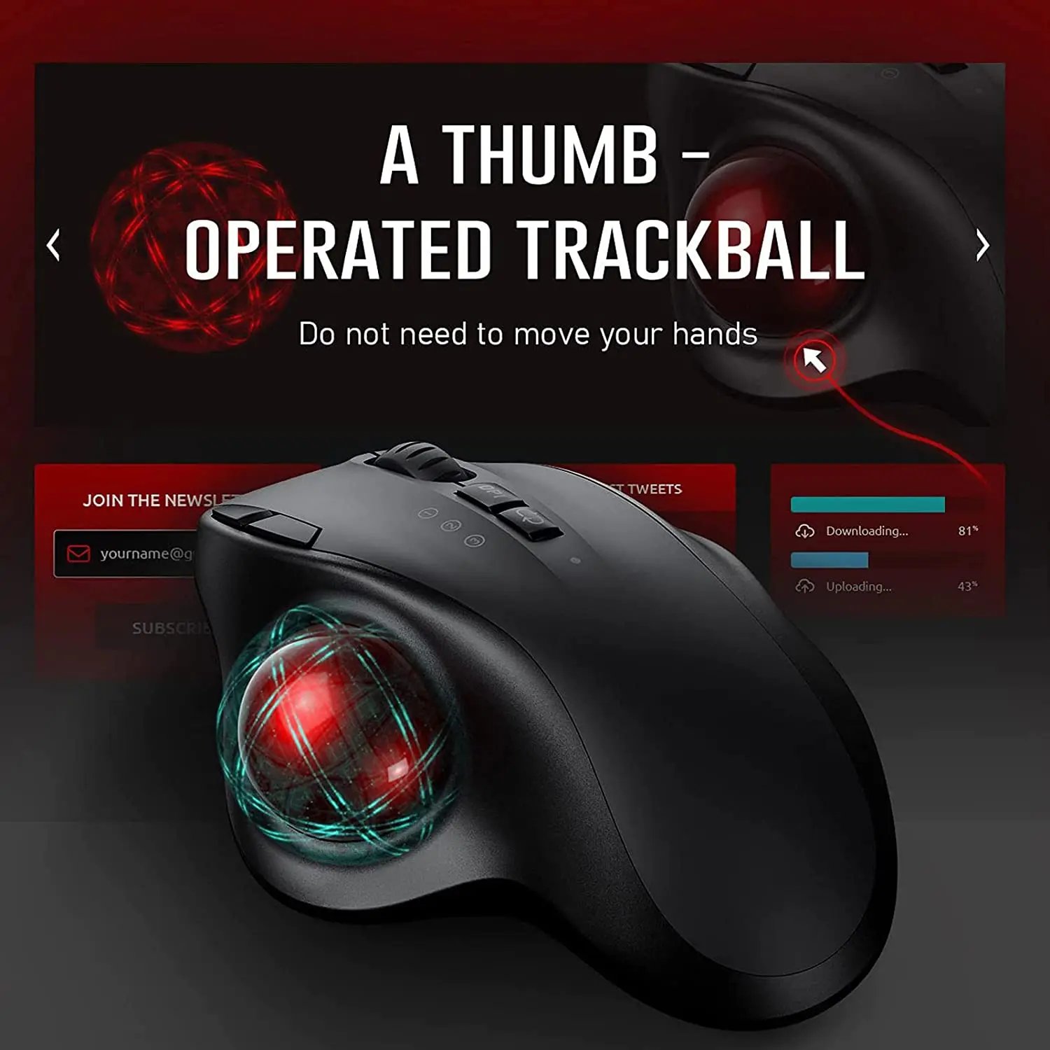 Trackball Wireless Mouse Rechargeable Bluetooth 2.4G USB Mouse Ergonomic Mice for Computer Android Windows 3 Adjustable DPI - Image 3