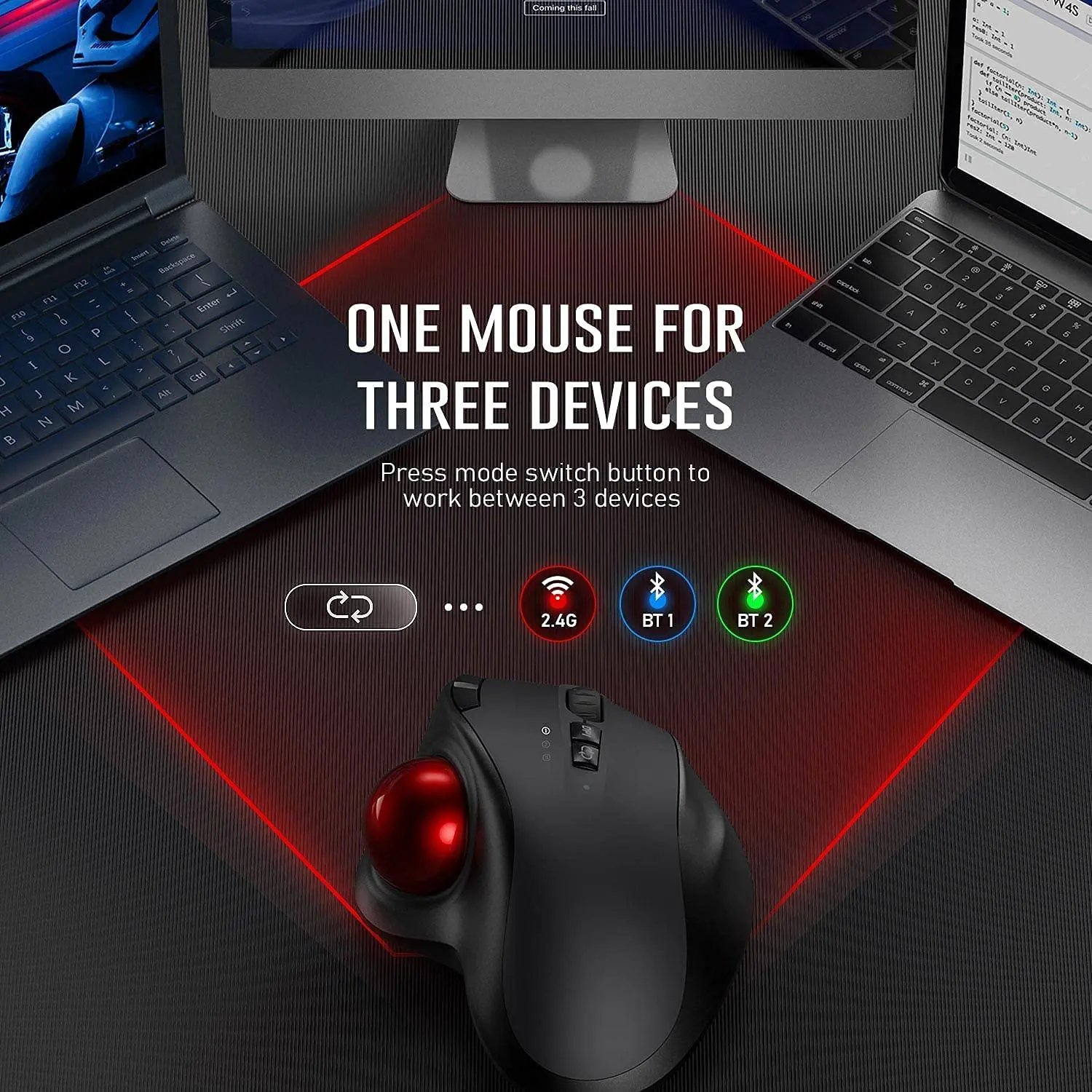 Trackball Wireless Mouse Rechargeable Bluetooth 2.4G USB Mouse Ergonomic Mice for Computer Android Windows 3 Adjustable DPI - Image 5