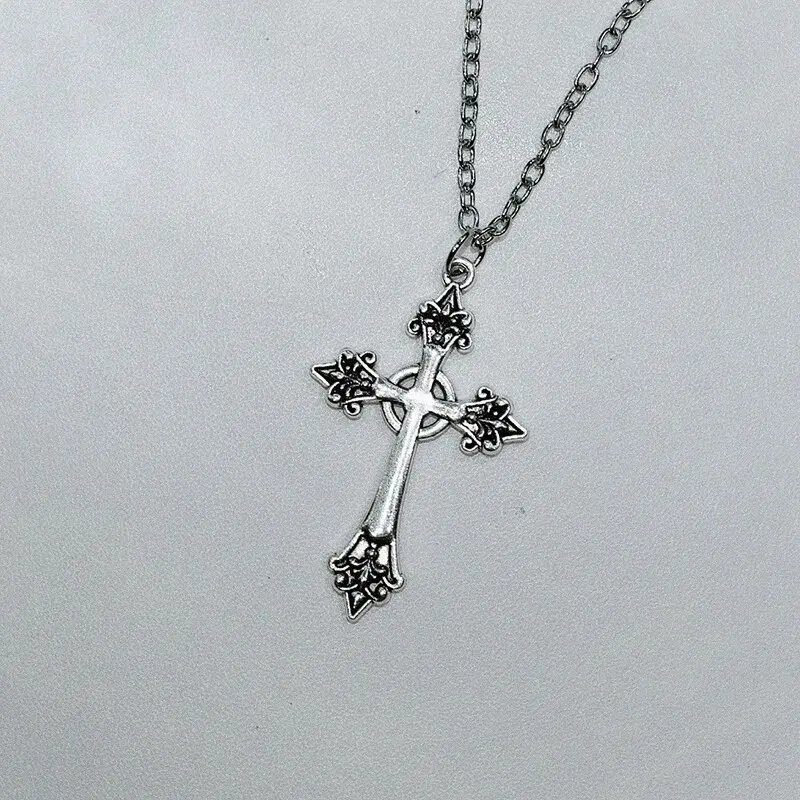 Black Rhinestone Cross Jesus Pendant Choker Necklace for Women Punk Vintage Double Layers Chain Boho Jewelry Fashion Party Gifts