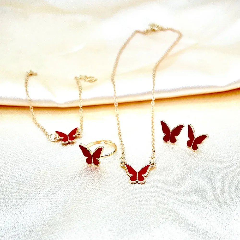5PCS Personalized Butterfly Glazed Necklace, Exquisite, Small and Fashionable, High end, and High Sense Collar Chain Set - Image 4