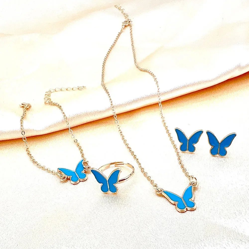 5PCS Personalized Butterfly Glazed Necklace, Exquisite, Small and Fashionable, High end, and High Sense Collar Chain Set - Image 5