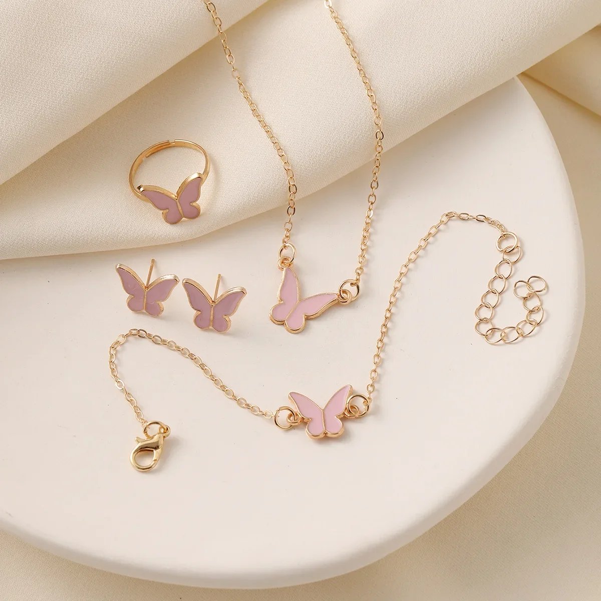 5PCS Personalized Butterfly Glazed Necklace, Exquisite, Small and Fashionable, High end, and High Sense Collar Chain Set - Image 3