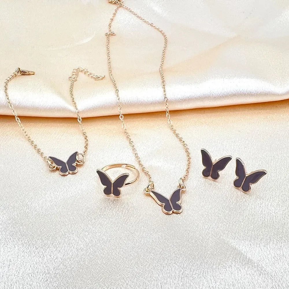 5PCS Personalized Butterfly Glazed Necklace, Exquisite, Small and Fashionable, High end, and High Sense Collar Chain Set - Image 6