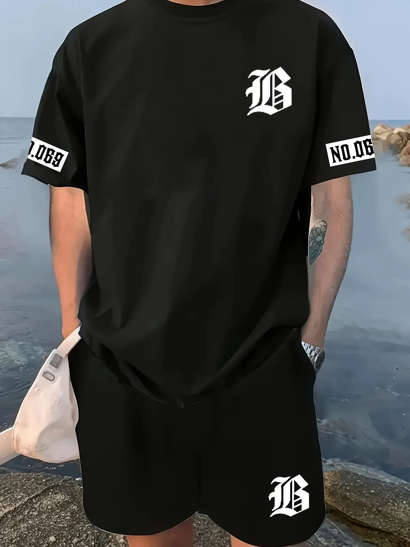 2025 Summer new men's set letter print casual fashion T-shirt Short sleeve shorts Sportswear casual everyday wear for both men a 2025 Summer new men's set letter print casual fashion T-shirt Short sleeve shorts Sportswear casual everyday wear for both men a