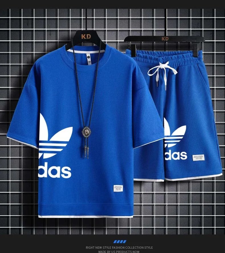 Summer 2025 New Men's pullover sportswear Set, fashionable basketball men's casual short-sleeved T-shirt + shorts two-piece set - Image 6