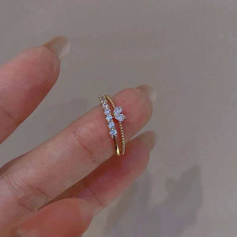 Luxury Zircon Heart Rings for Women Opening Adjustable Weave Rhinestone Ring Engagement Wedding Jewelry Fashion Girlfriend Gifts Luxury Zircon Heart Rings for Women Opening Adjustable Weave Rhinestone Ring Engagement Wedding Jewelry Fashion Girlfriend Gifts
